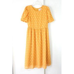 JESSAKAE dress sundress short sleeve midi embroidered floral cottagecore gold L